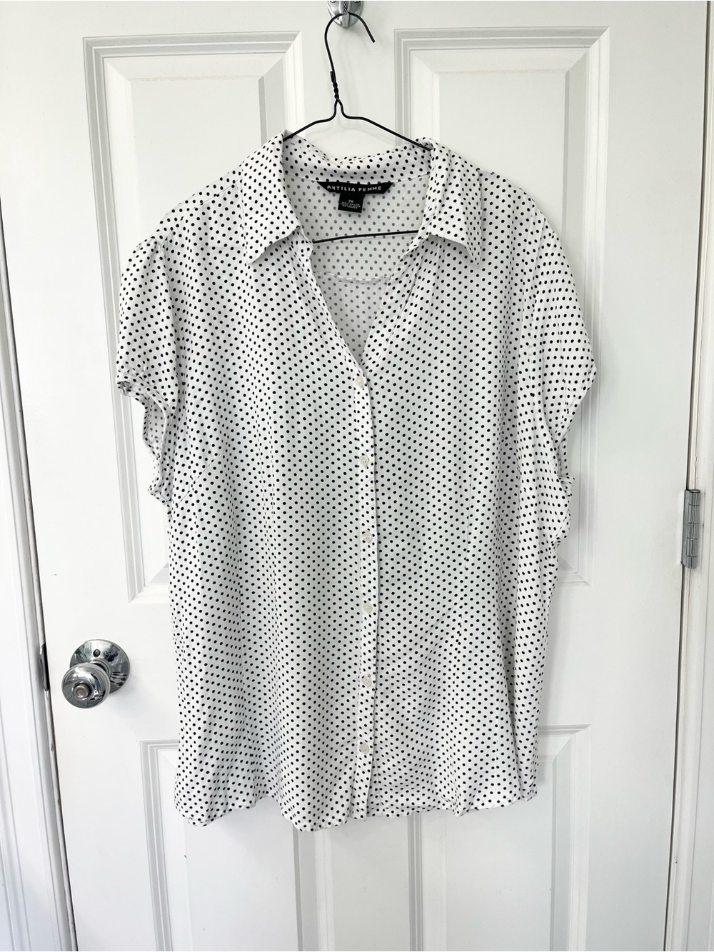 Antilia Femme black and white polka dot shirt blouse 2X